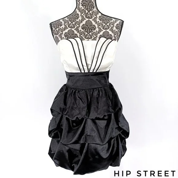 Trixxi Dresses | Trixxi Satin Strapless High Waist Draped Bubble Skirt Party Prom Dress 11 | Color: Black/White | Size: 11j | Hipstreet's Closet